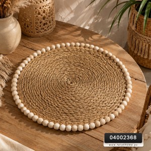 كوستر قش مدور حجم وسط اطار خرز مسبحة 