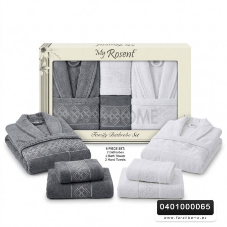 طقم/6 قطع روب حمام مطرزMY ROSENT