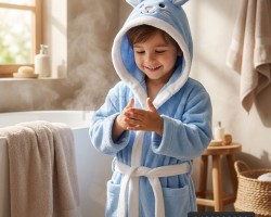 روب حمام اطفال ارنب عمر 5-6 صناعة تركية