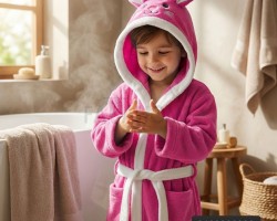 روب حمام اطفال ارنب عمر 5-6 صناعة تركية