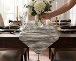 رنر - شرشف طاولة وسط / سفرة موشح مع شراشيب