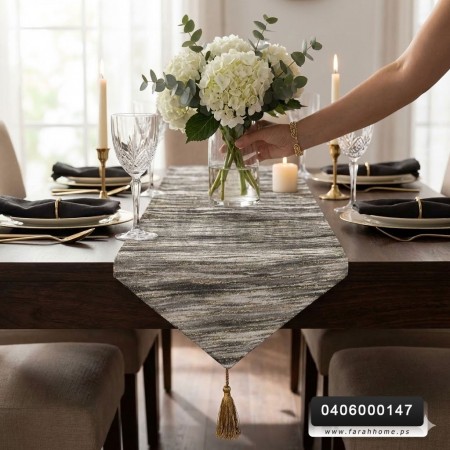 رنر - شرشف طاولة وسط / سفرة موشح مع شراشيب رنر - شرشف طاولة وسط / سفرة موشح مع شراشيب