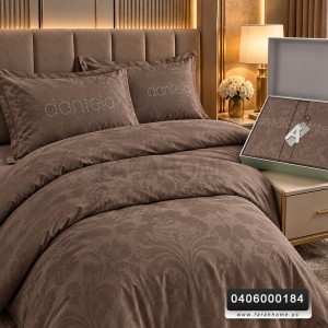 طقم شرشف عرايسي مع وجه لحاف 4 قطع مجوز كرتونةdantela