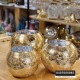 طقم مزهريات مدور زجاج مكسر مع خط ذهبي