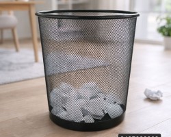 سلة مهملات معدن مشبك حجم كبير