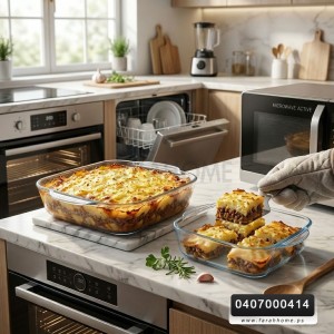 صواني بايركس زجاج خبيز حراري للفرن قطعتين توفيلينا مستطيل قطعتين 30 سم + 23 سم