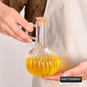 قنينة زيت شفاف عرض مع غطاء خشبي محكم الاغلاق