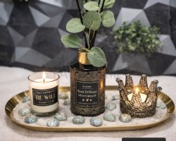 طقم معطرات مبخره معطر عيدان + شموع + رمل + صينيه