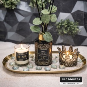 طقم معطرات مبخره معطر عيدان + شموع + رمل + صينيه