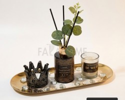 طقم معطرات مبخره معطر عيدان + شموع + رمل + صينيه
