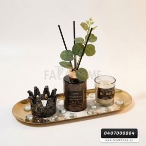 طقم معطرات مبخره معطر عيدان + شموع + رمل + صينيه