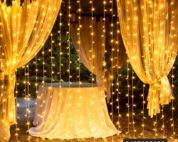 زينه رمضان/ ستارة اضواء - شلال مقاس 3 × 3 متر 180 ليد ذهبي