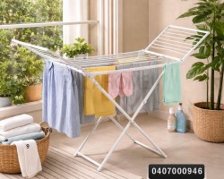 منشر غسيل بلاستيك ابيض طبقة واحدة