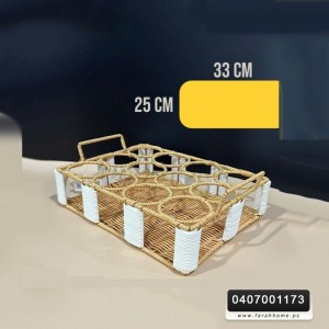 حمالة فرش مربع 12عين مع ايدي معدن مجدول خيش 33 × 25 سم
