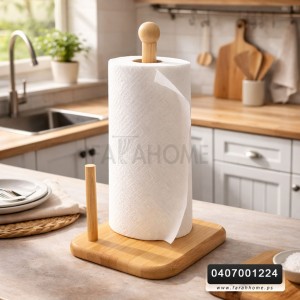 حمالة محارم خشب بامبو مع قاطع