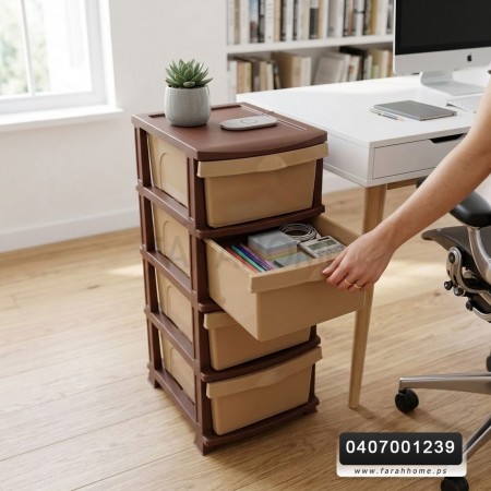 سلة / ستاند تنظيم ادوات - خضار 4 جوارير بلاستيك ريتان موديل : 301