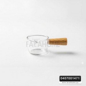 صحن للصوصات من الزجاج الشفاف مع يد بامبو 75 مل