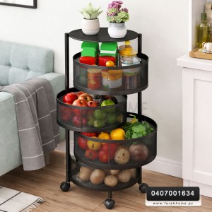 سله خضار 4 طبقه مدور حديد اسود معدن