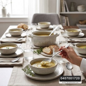 طقم معالق ستانليس سادة كبير ثقيل 6 قطع للسفرة