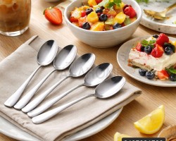 طقم معالق ستانليس سادة كبير ثقيل 6 قطع للسفرة