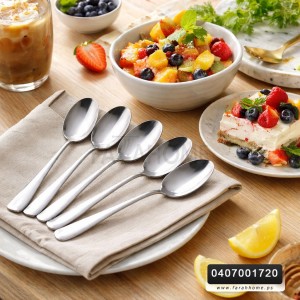 طقم معالق ستانليس سادة كبير ثقيل 6 قطع للسفرة