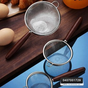 مصفاة شاي ستانليس يد خشب حجم كبير 10 سم × 21.5 سم