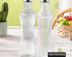 قنية ماء زجاج 1 لتر مجدول / سادة / حلقات