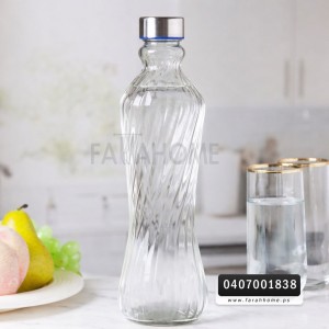 قنية ماء زجاج 1 لتر مجدول / سادة / حلقات