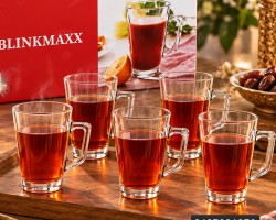 كاسات شاي رقبة طويل 6 قطع مع ايد مستطيل BLINKMAX