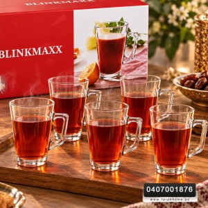 كاسات شاي رقبة طويل 6 قطع مع ايد مستطيل BLINKMAX
