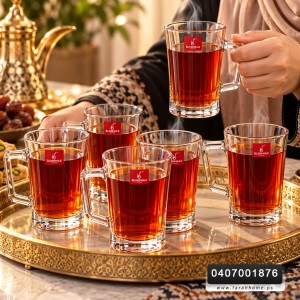 كاسات شاي رقبة طويل 6 قطع مع ايد مستطيل BLINKMAX