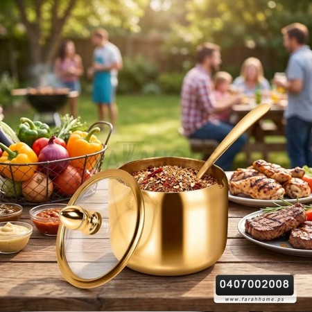 سكرية ذهبي مع غطاء وملعقة Seasoning.C