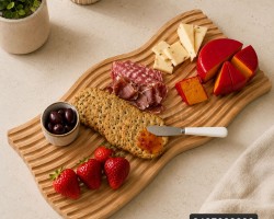 لوح خشب بامبو ديكور للمطابخ محزز مموج