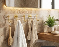 علاقة ملابس  شفاف جدار تلزيق 5 عين مذهب