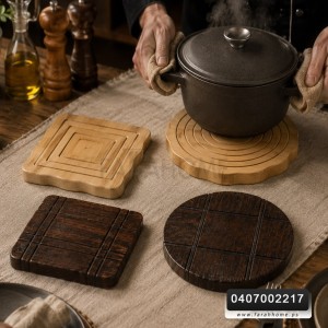 كوستر خشب بامبو محفر اشكال