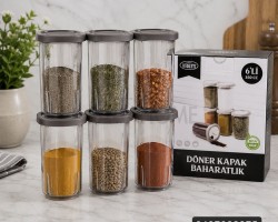 طقم علب بهارات بلاستيك سكني وابيض 6 قطع VIOLET