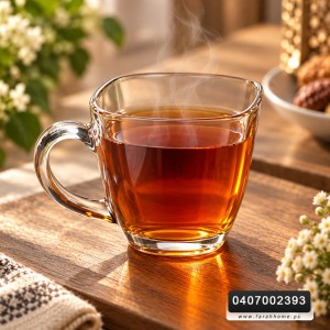 طقم كاسات شاي زجاج شفاف مع يد 6 قطع LIFE VOGUE
