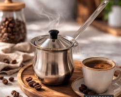 غلاية قهوة ستانلس مع غطاء نمرة 9