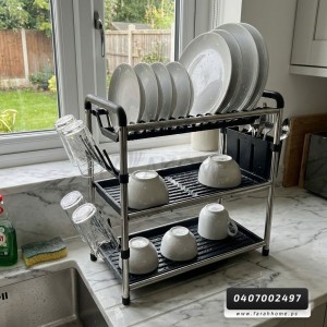 مشك صحون المنيوم 3 طبقة - ستاند جلي ستانلس 3 طبقات مع حمالة