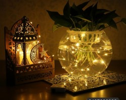 حبل اضائة ليد اصفر طويل 5 متر كبسة صغير بطارية ساعة