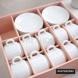 طقم فناجين قهوة مطاعم بورسلان ابيض مع استكانات 24 قطعة طقم فناجين قهوة مطاعم بورسلان ابيض مع استكانات 24 قطعة