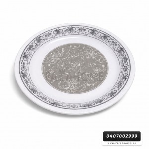 سدر ميلامين 30 سم ابيض مزخرف مع ورد سكني