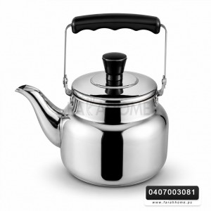 ابريق شاي تقليدي   1.5 لتر عنق عالي ستانلس مقبض اسود عظم