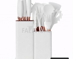 طقم مغارف مع حمالة سكاكين طابقين مع مفرمة 19 قطعة