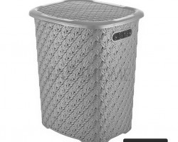 سلة غسيل رتان تركي 52 لتر سادة Merway 4161 مع غطاء