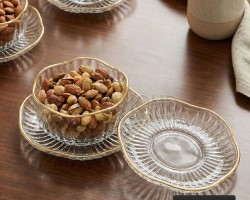 طقم صحون مكسرات مورانو سادة حيف مذهب 12 قطعة 6 زبادي و 6 عادي طقم صحون مكسرات مورانو سادة حيف مذهب 12 قطعة 6 زبادي و 6 عادي