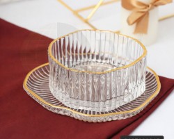 طقم صحون مكسرات مورانو سادة حيف مذهب 12 قطعة 6 زبادي و 6 عادي