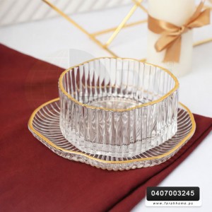 طقم صحون مكسرات مورانو سادة حيف مذهب 12 قطعة 6 زبادي و 6 عادي