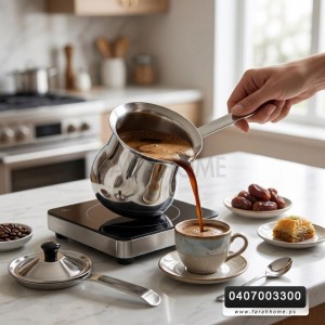 غلاية قهوة تقليدي ستانلس مع غطاء نمرة  13