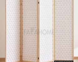 قاطع قش حصير رتان ابيض مع اطار خشبي 4 دفات مقاس 180 × 45 سم